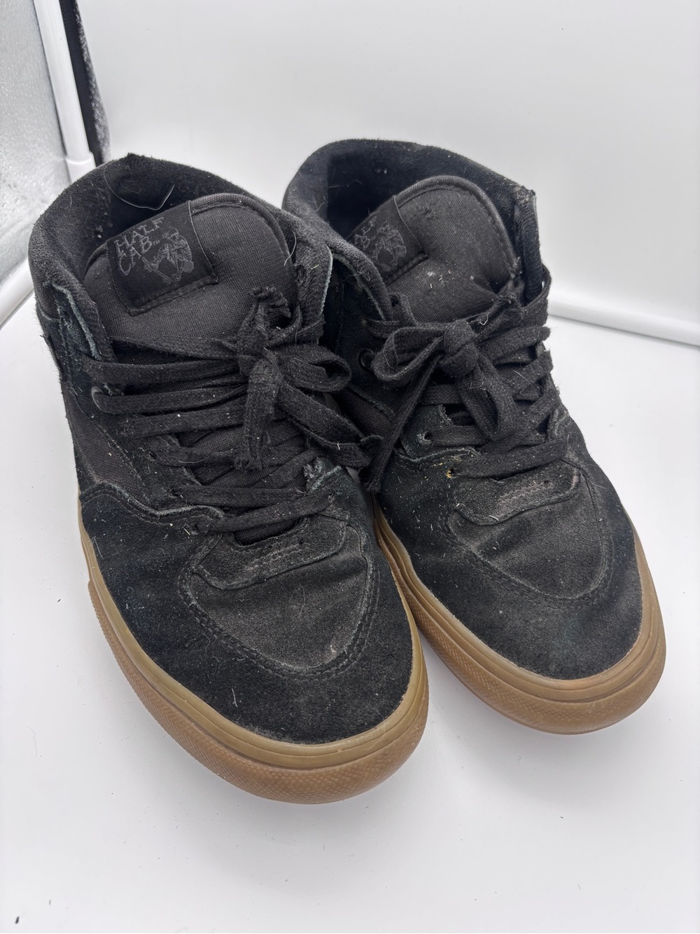 Vans Half Can Black Suede Athletic Sneakers with Gum Sole